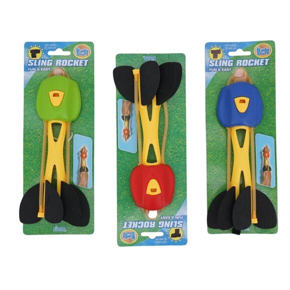 Kids Stuff Sling Rocket 3 Pack โ Foam Finger Rockets for Outdoor Flying Fun - Picture 1 of 3